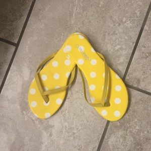 Yellow Polka Dot Flip Flops